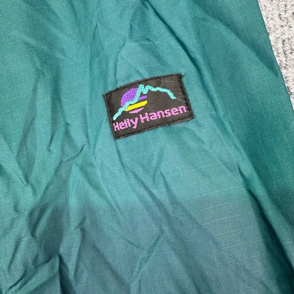 Vintage Helly Hansen Rain Pants XL Green Packable Waterproof Shell Ankle Zip